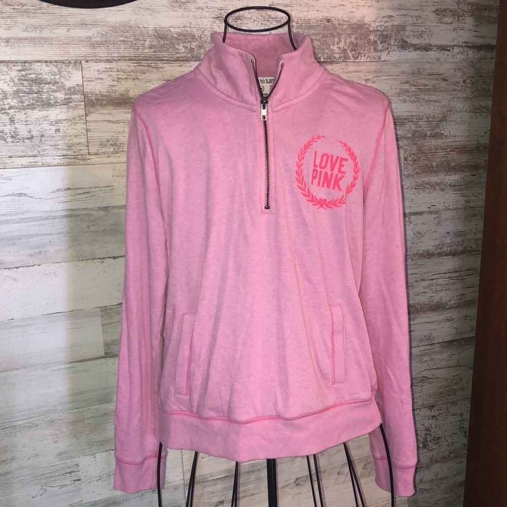 Victoria’s Secret PINK quarter zip sweatshirt pink in color size large sweatshir